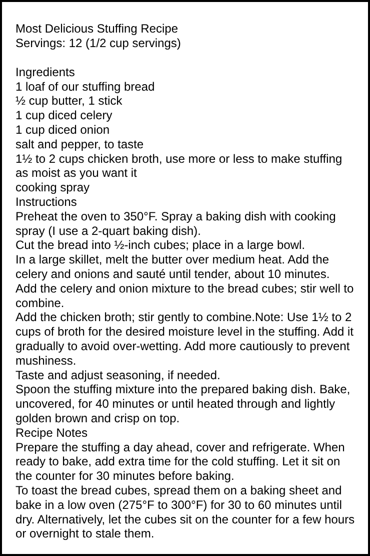 Herb Bread (stuffing)
