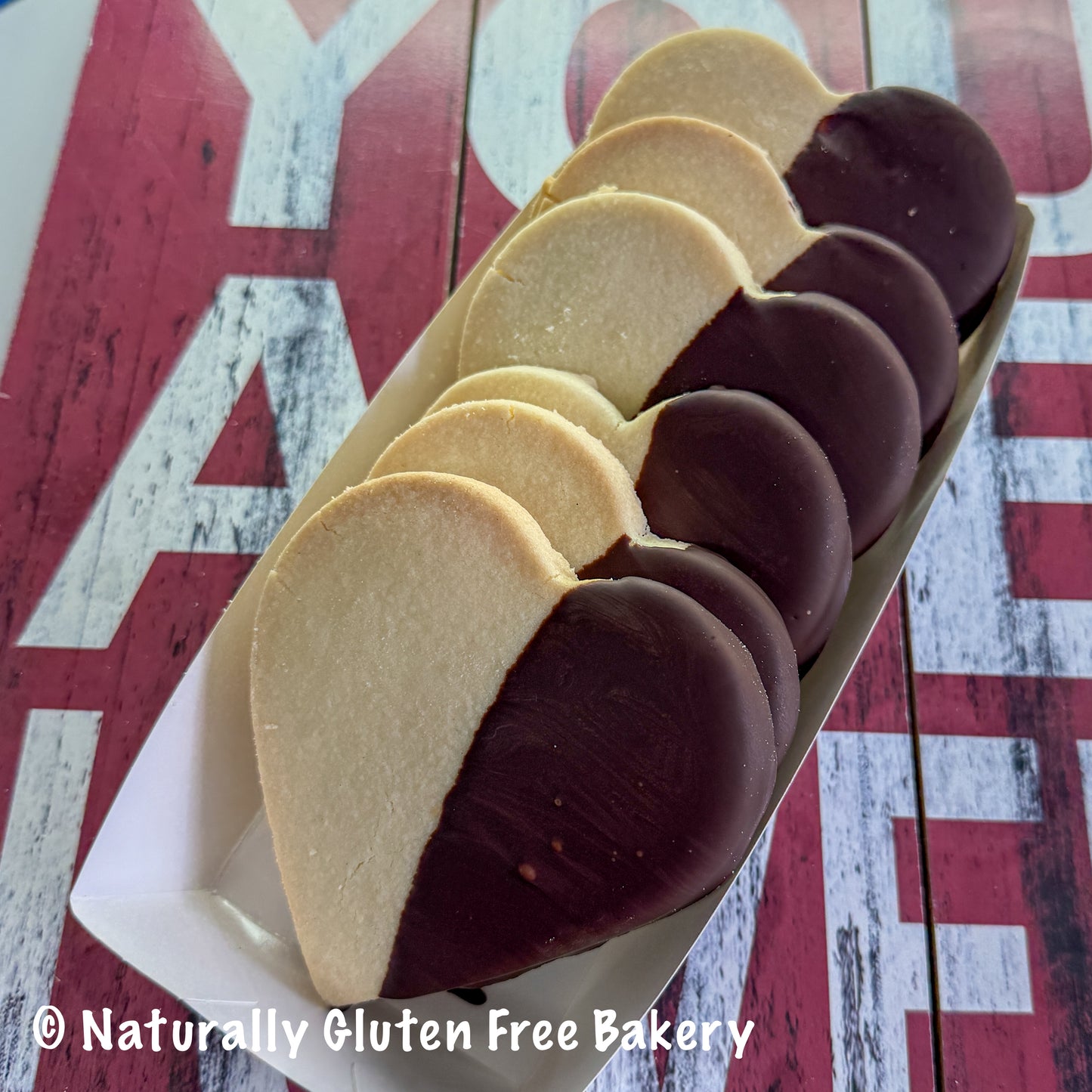 Valentines Day Chocolate Dipped SHORTBREAD Hearts 6PK